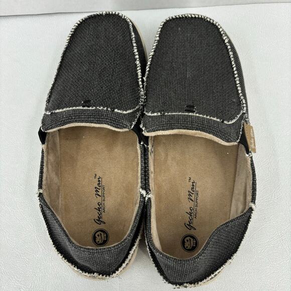 Gecko Man Loafers Women's Size 10.5 Gray Woven Canvas Slip On Arch Support - Picture 6 of 11